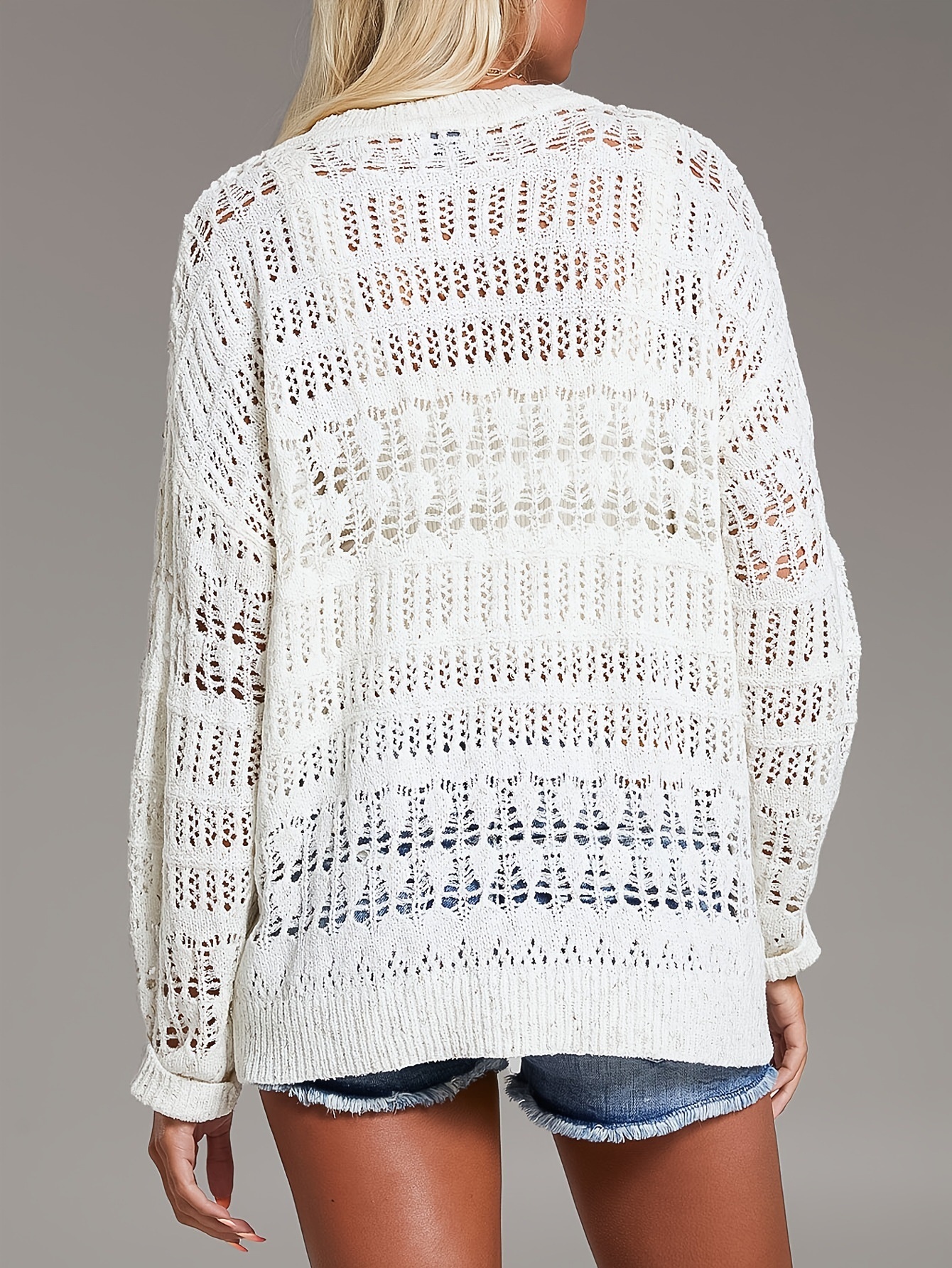 Semi-open-neck Casual Beach Cover-up Sweater - Image 2