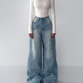 Irregular Rhinestone Jeans