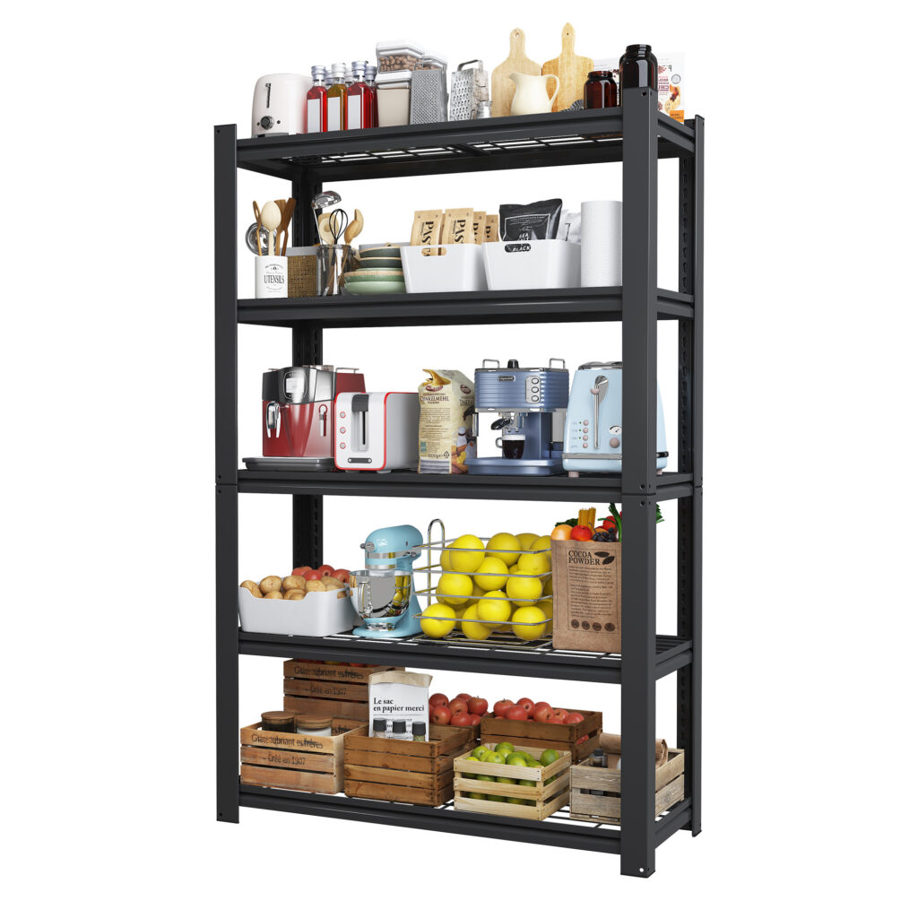 ForgeGrid: 5-Tier Adjustable Metal Mesh Shelving Unit