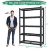 ForgeGrid: 5-Tier Adjustable Metal Mesh Shelving Unit