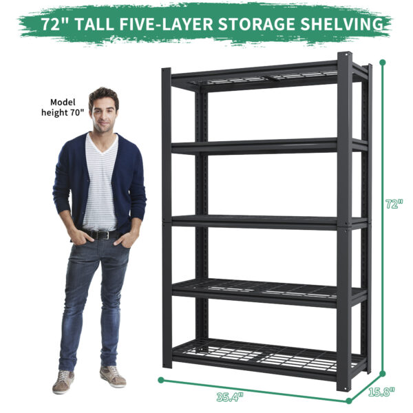 ForgeGrid: 5-Tier Adjustable Metal Mesh Shelving Unit