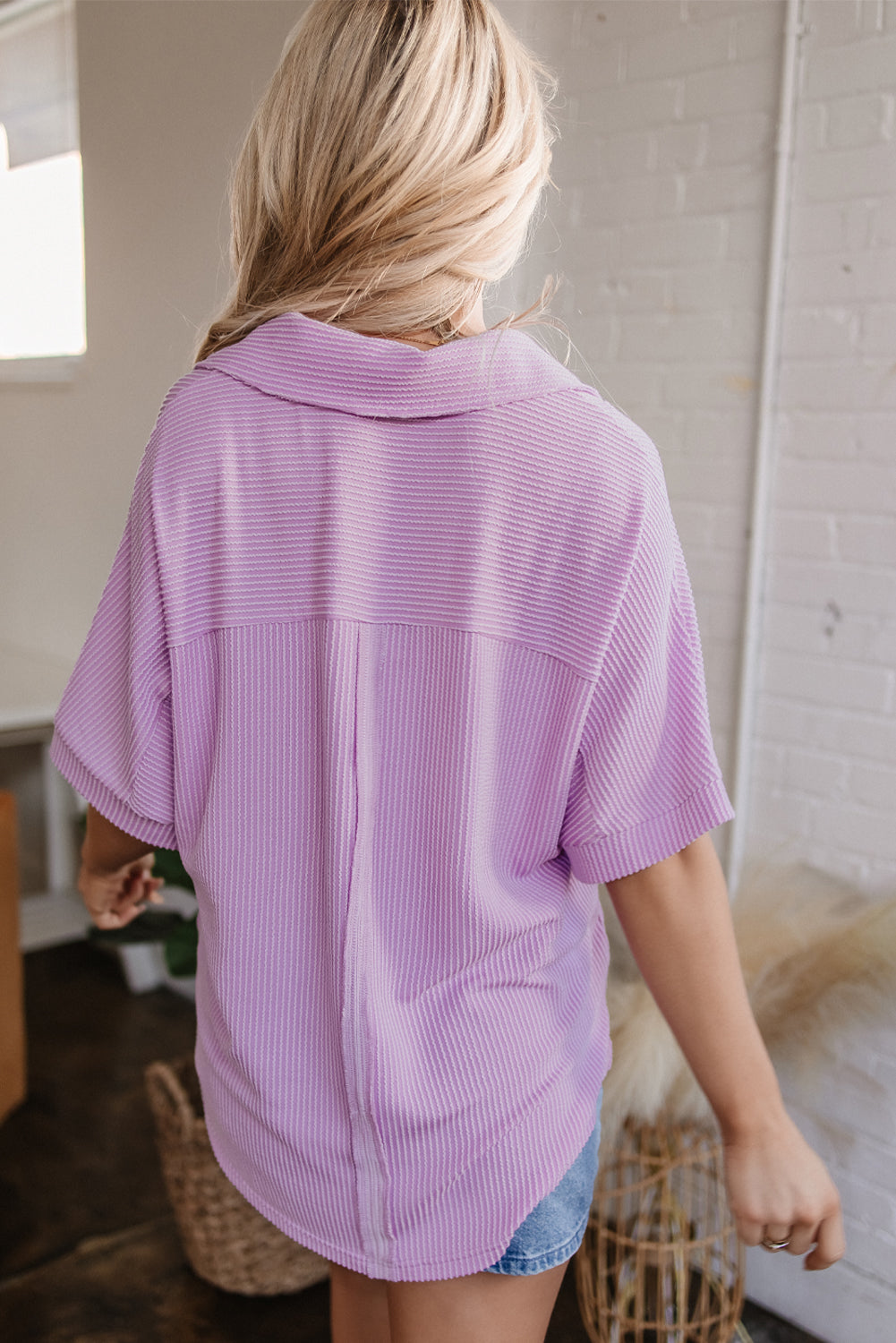 Kyla Flap Pocket Collared Buttoned Short Sleeve Blouse - Image 2