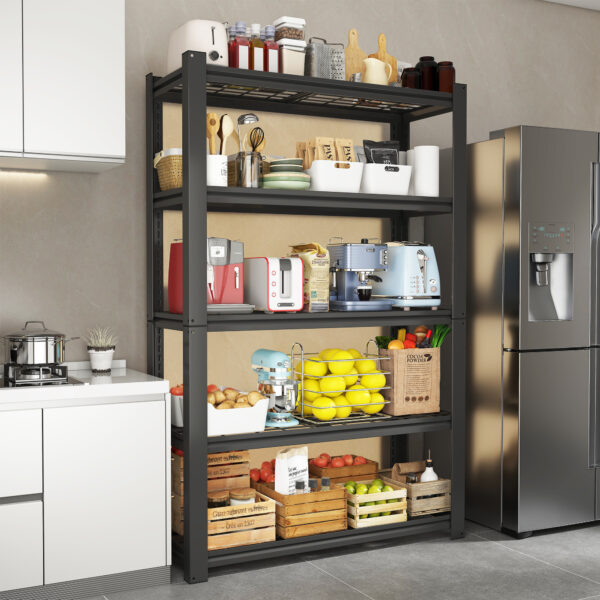 ForgeGrid: 5-Tier Adjustable Metal Mesh Shelving Unit